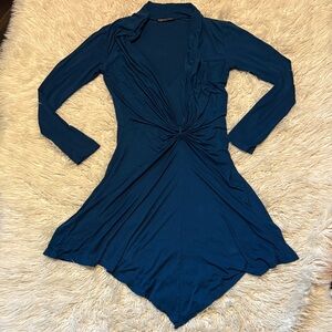 Teal Twist Front Dress